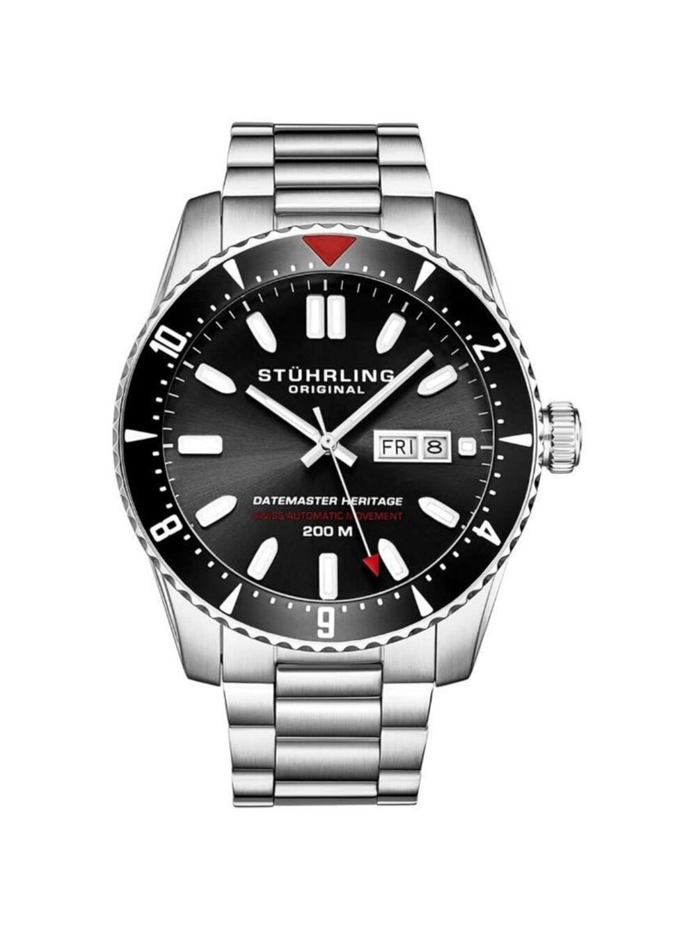 NWT Stuhrling Original Aquadiver Automatic Black Dial Men's Watch